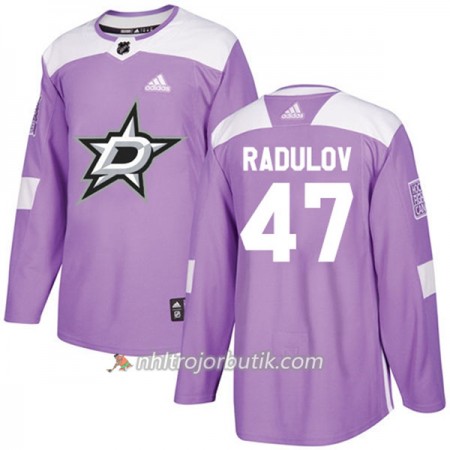 Män Ishockey Dallas Stars Tröja Alexander Radulov 47 Adidas 2017-2018 Lila Fights Cancer Practice Authentic